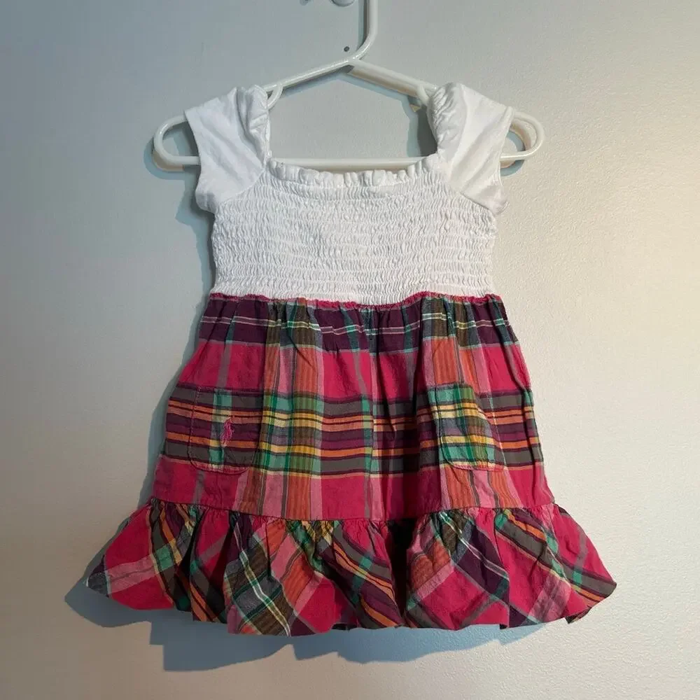 Ralph Lauren Smocked Plaid Cap Sleeve Dress – Baby Girl 6 Months